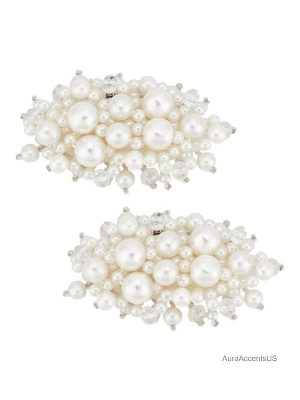 Pearl Flower Shoe Clips with Crystal Beads Detachable White Bridal Wedding